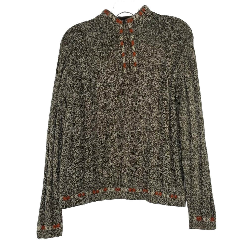 Woolrich quarter zip knit women's sweater size Small brown wool blend